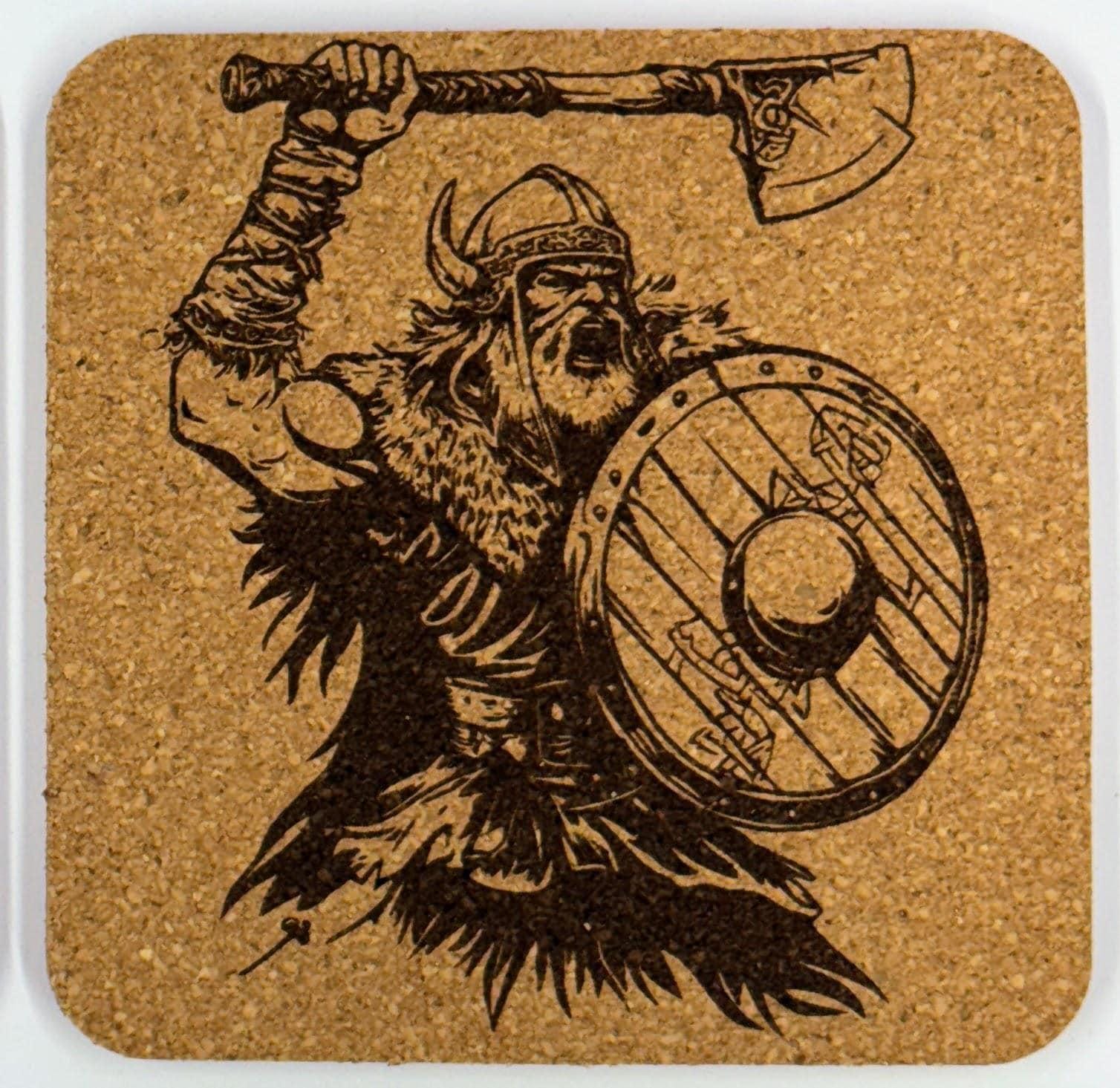 Viking Berserker with Axe and Shield – Cork Coaster
