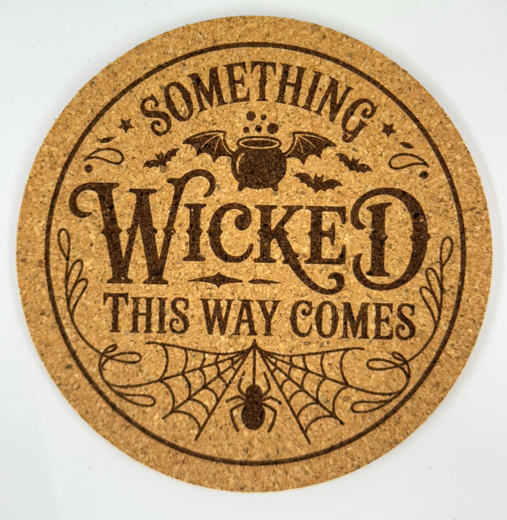 Something Wicked Cork Coaster Halloween Gothic Decor