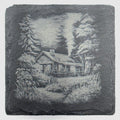 Forest Cabin Retreat Slate Coaster – Rustic Woodland Home Scene