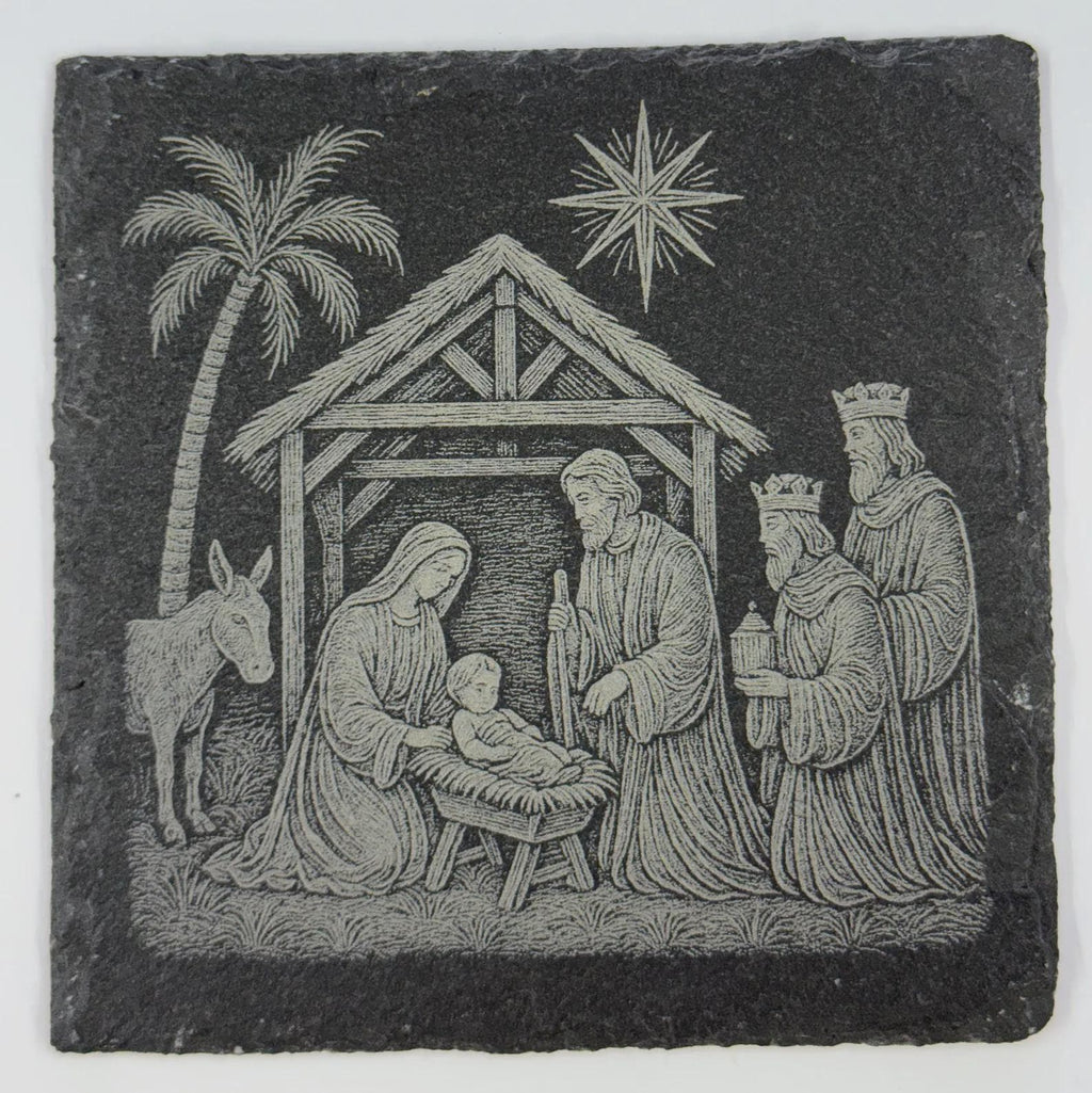 Nativity Scene Slate Coaster – Holy Family Christmas Religious Decor