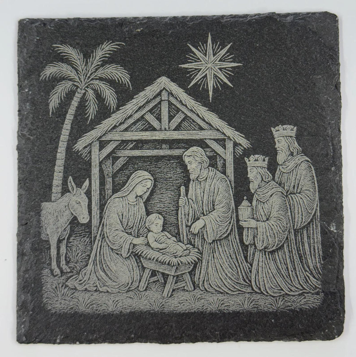 Nativity Scene Slate Coaster – Holy Family Christmas Religious Decor