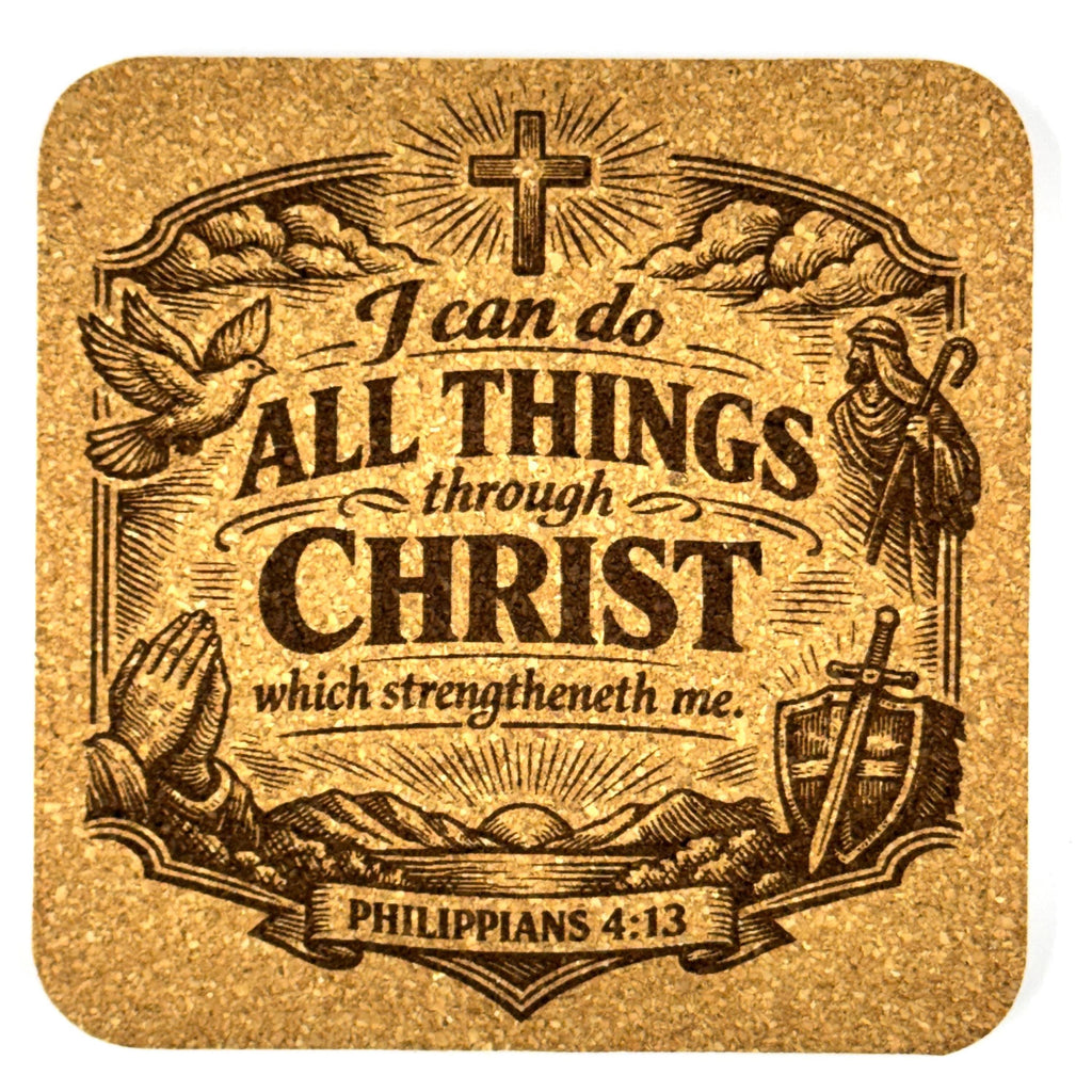 Philippians 4:13 Cork Coaster I Can Do All Things Christian Faith Gift