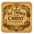 Philippians 4:13 Cork Coaster I Can Do All Things Christian Faith Gift