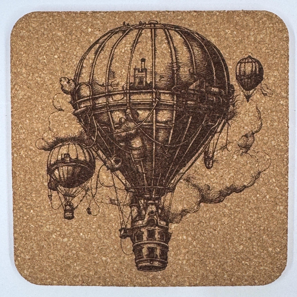 Whimsical Steampunk Hot Air Balloon Fleet – Cork Coaster