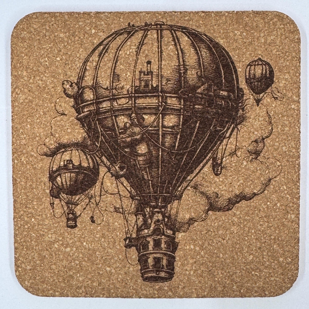 Whimsical Steampunk Hot Air Balloon Fleet – Cork Coaster
