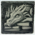 Sleeping Dragon on Books – Fantasy Slate Coaster