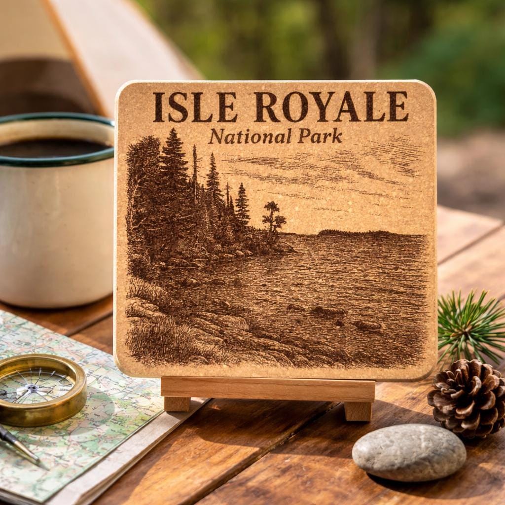 Isle Royale National Park Cork Coaster – Lake Superior Art