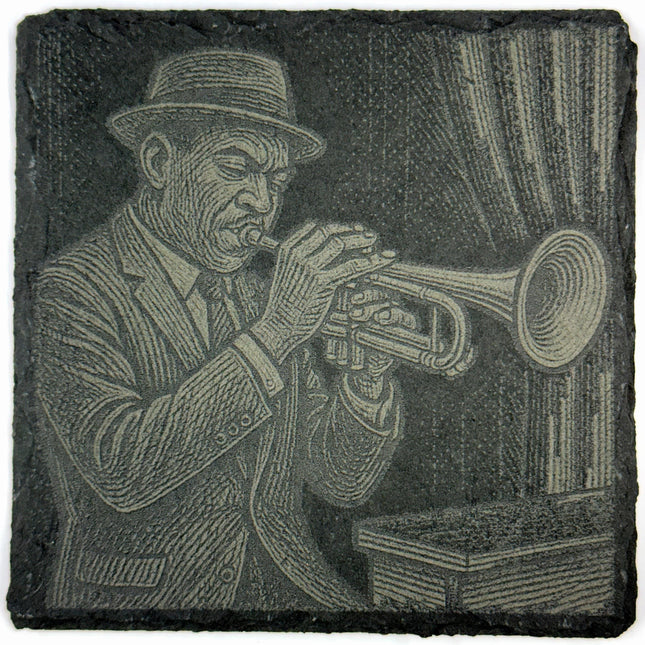 Jazz Trumpeter on Stage – Vintage Blues Music Slate Coaster