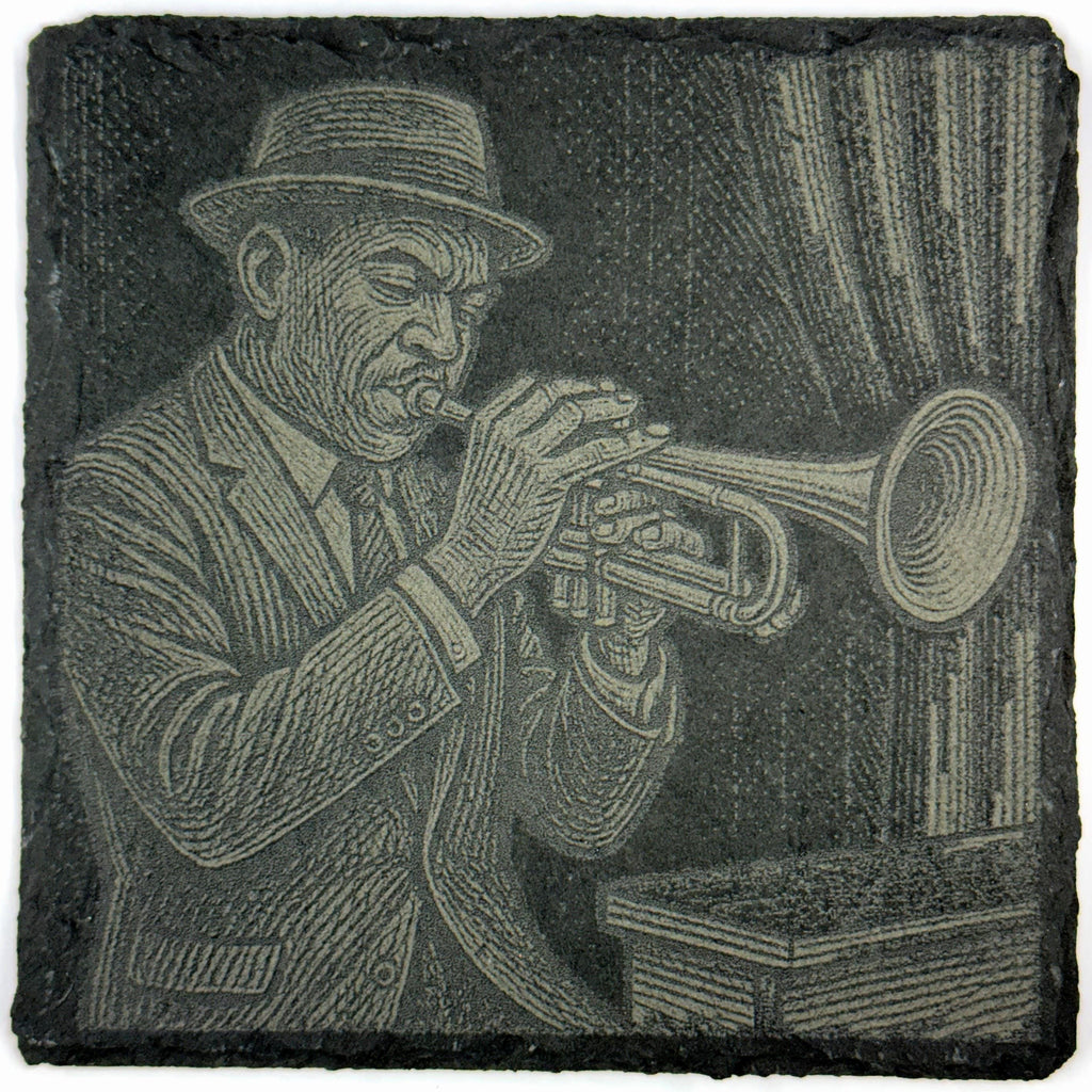 Jazz Trumpeter on Stage – Vintage Blues Music Slate Coaster