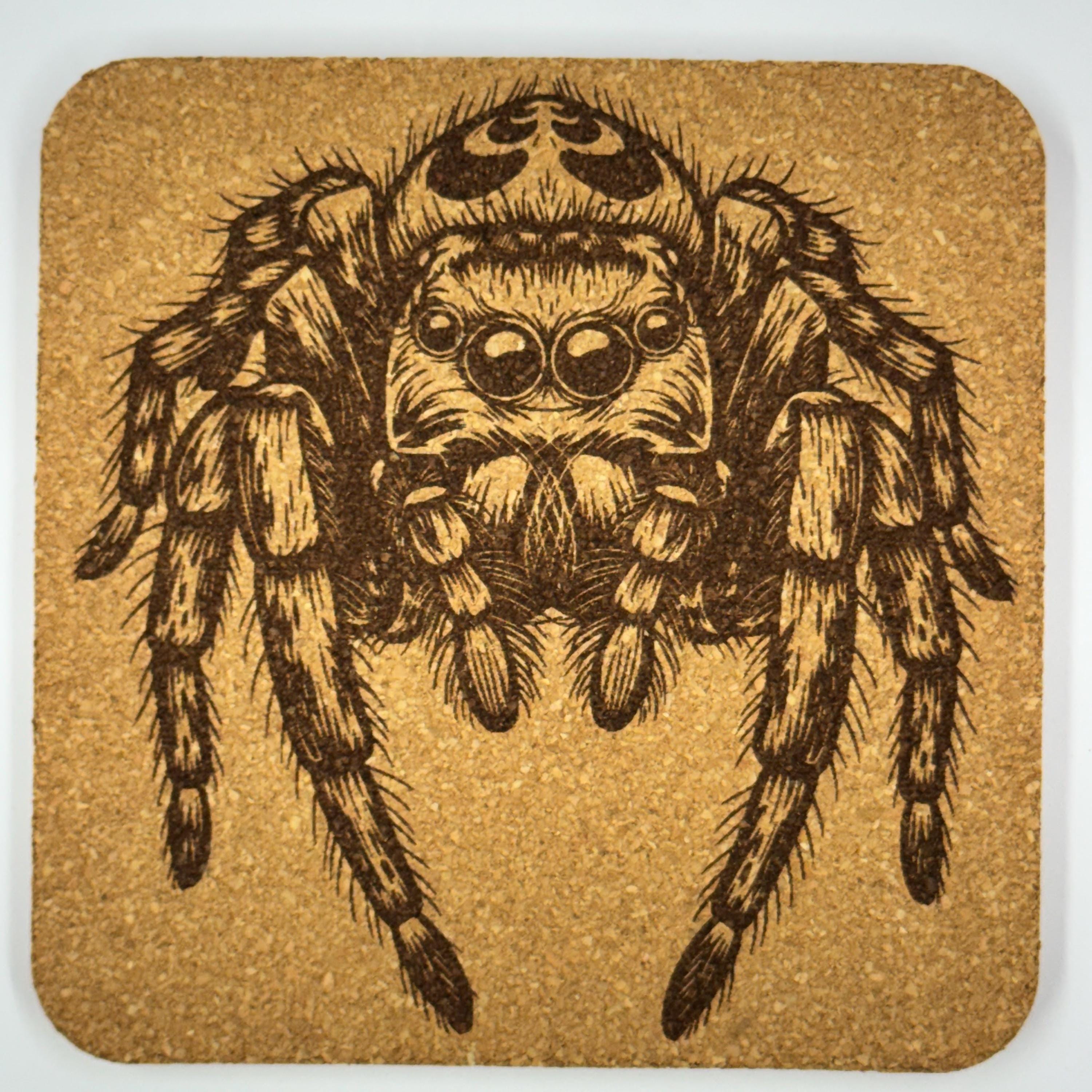 Cute Creepy Jumping Spider Cork Coaster