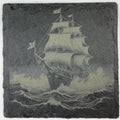Tall Sailing Ship in Rough Waters – Laser Engraved Slate Coaster