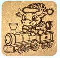 Highland Cow Christmas Train Cork Coaster – Festive Holiday Fun