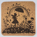 Fairy with Umbrella and Rainbow Coaster – Woodland Pixie Cork Coaster