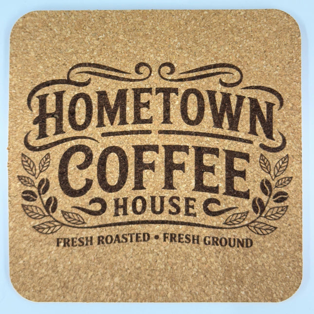 Hometown Coffee House Square Cork Coaster