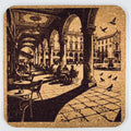 European Arcade Walkway Cork Coaster – Classic City Scene