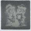 Whimsical Elder Couple Dancing – Storybook Slate Coaster