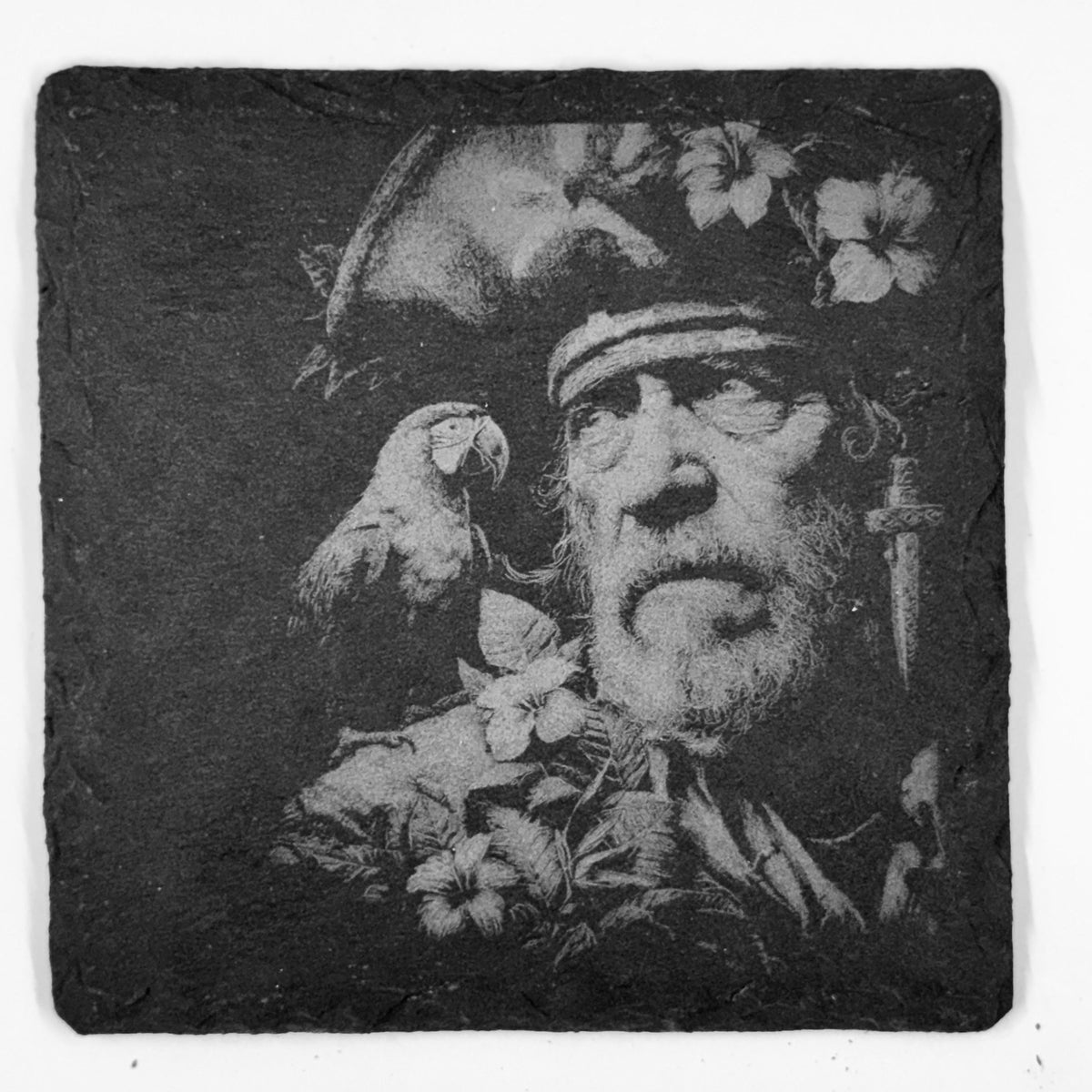 Legendary Sea Captain & Parrot Pirate Slate Coaster