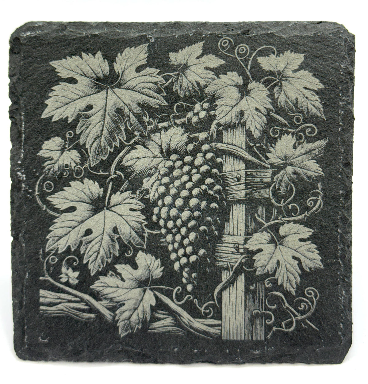 Vineyard Post Grapes Slate Coaster – Rustic Trellis Scene