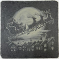 Santa Sleigh Moon Slate Coaster – Classic Christmas Eve Night Art