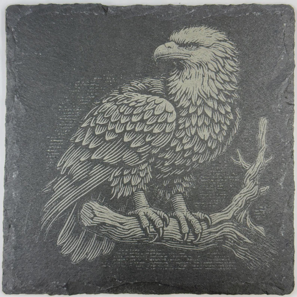 Majestic Eagle Artwork Slate Coaster – Vintage Woodland Style