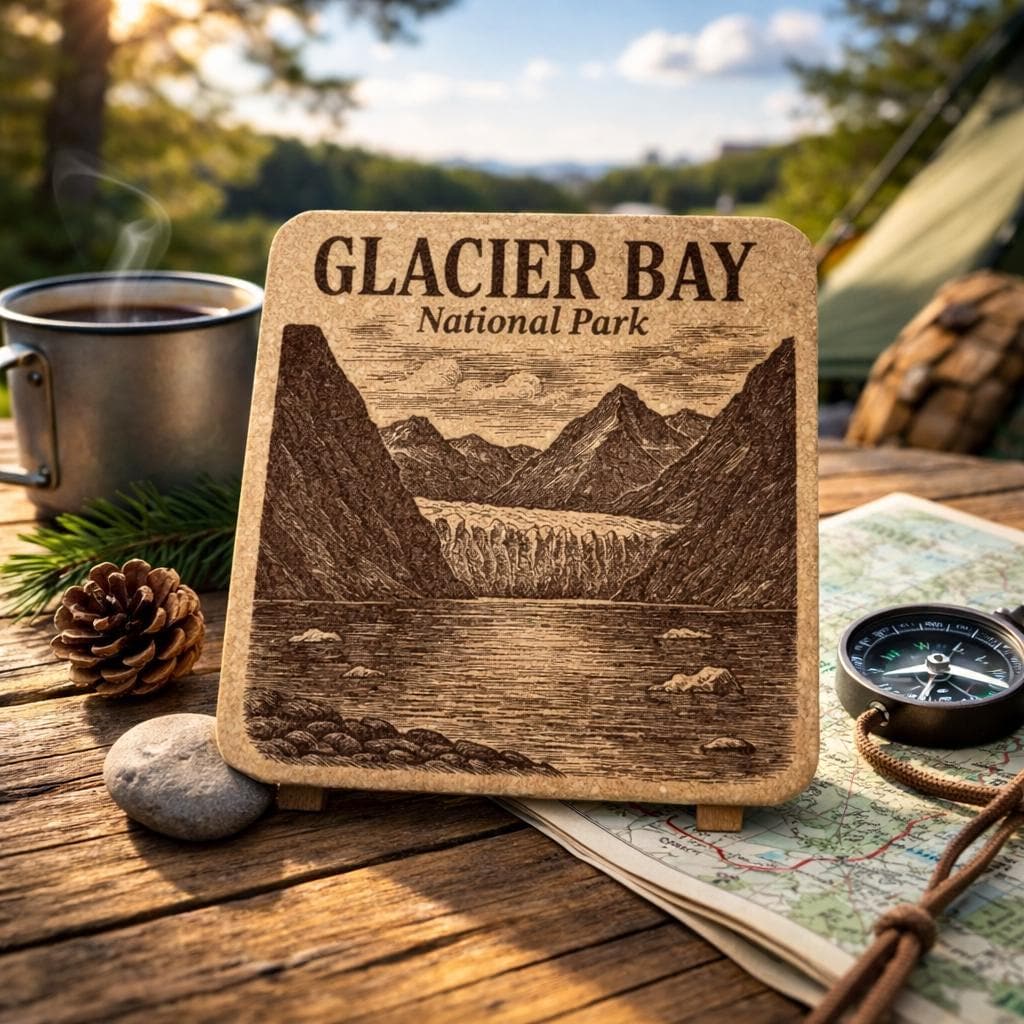 Glacier Bay National Park Cork Coaster – Alaska Fjord Art