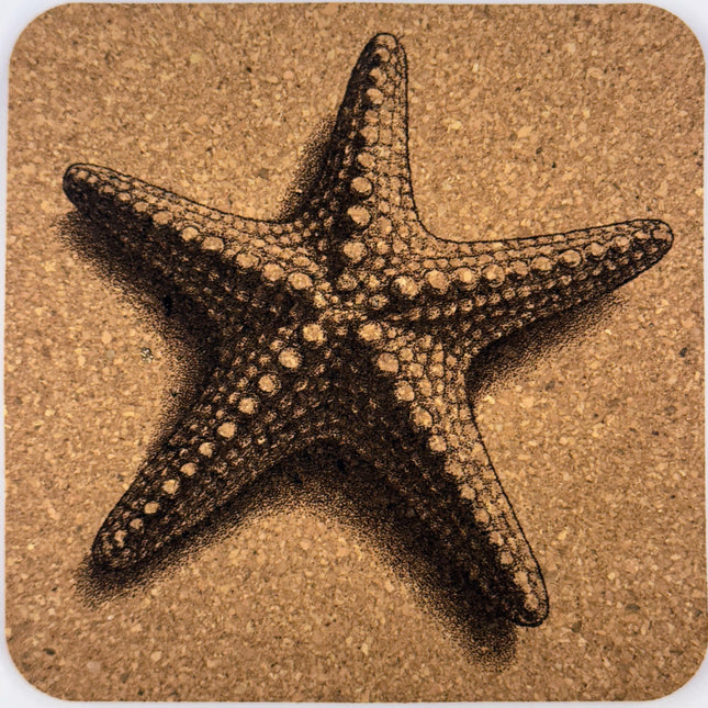 Beachcomber Starfish Cork Coaster – Sunny Shore Engraved Cork