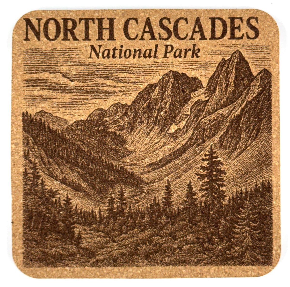 North Cascades National Park Cork Coaster – Mountain Landscape