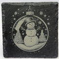 Snowman Christmas Ornament Slate Coaster – Happy Winter Holiday Decor