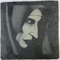 Hooded Phantom Face Slate Coaster – Dark Gothic Portrait
