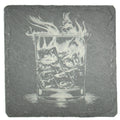 Flaming Whiskey Glass Slate Coaster – Bold Bar Drink Design