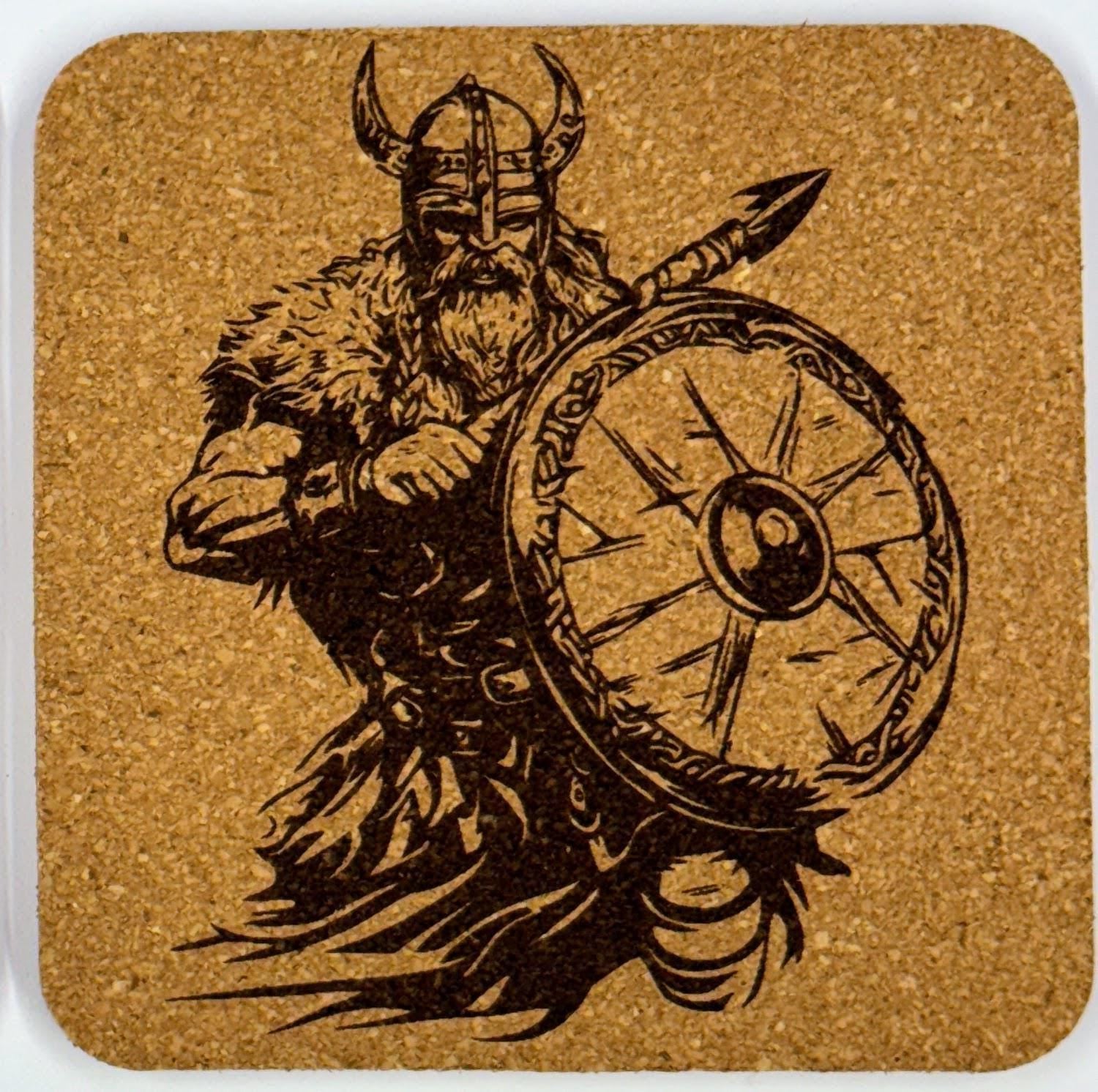 Viking Advancing with Shield – Cork Coaster