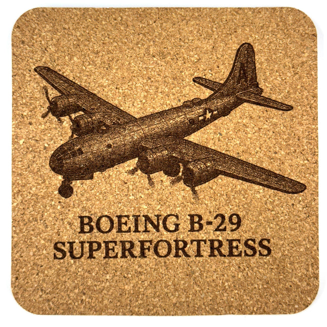 Boeing B-29 Superfortress Bomber – Laser Engraved Cork Coaster