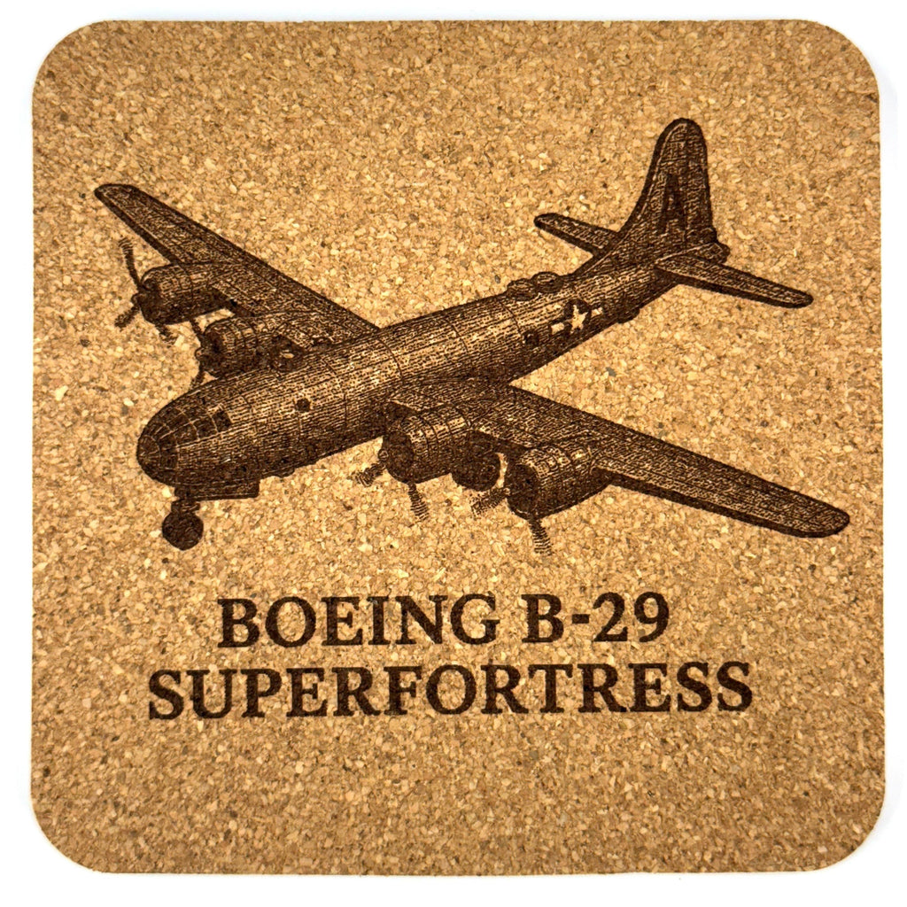 Boeing B-29 Superfortress Bomber – Laser Engraved Cork Coaster