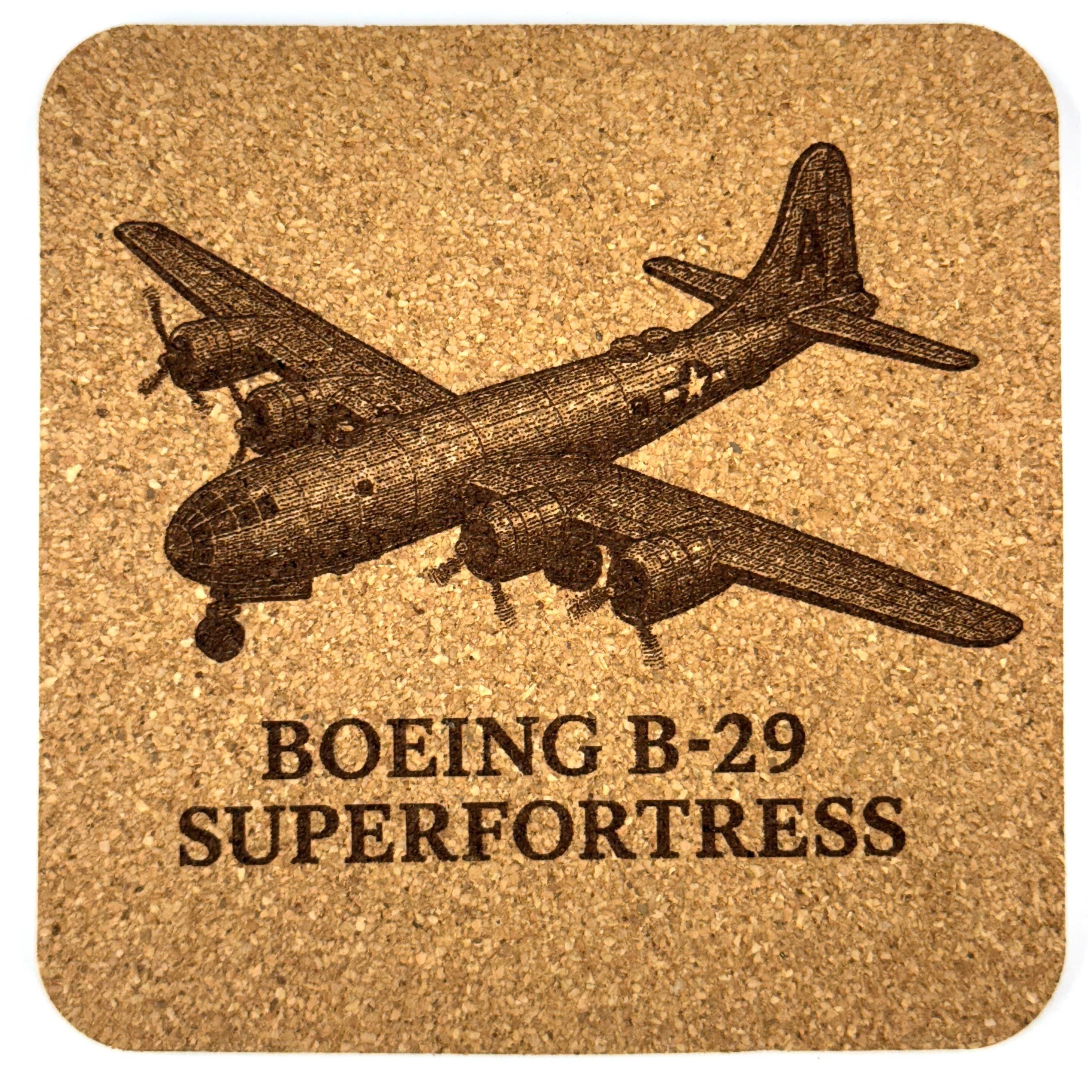 Boeing B-29 Superfortress Bomber – Laser Engraved Cork Coaster