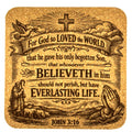 John 3:16 Cork Coaster For God So Loved the World Christian Faith Gift