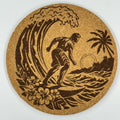 Chasing the Perfect Wave Island Life Laser Engraved Cork Coaster