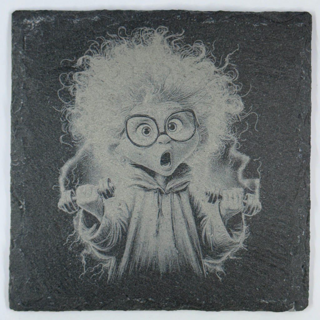 Whimsical Woman Lifting Weights – Funny Slate Coaster