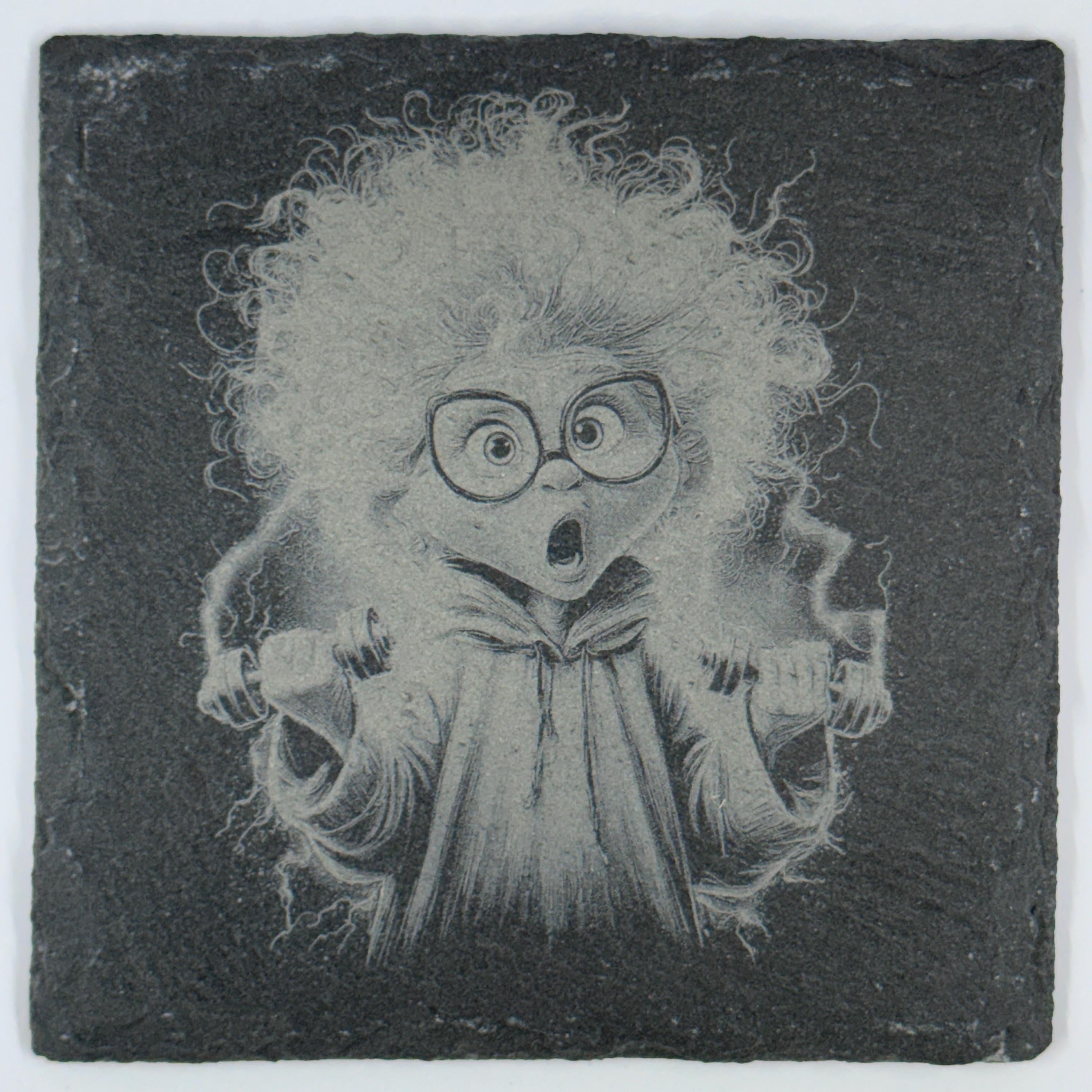 Whimsical Woman Lifting Weights – Funny Slate Coaster