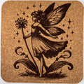 Fairy with Dandelion Cork Coaster – Enchanted Woodland Art
