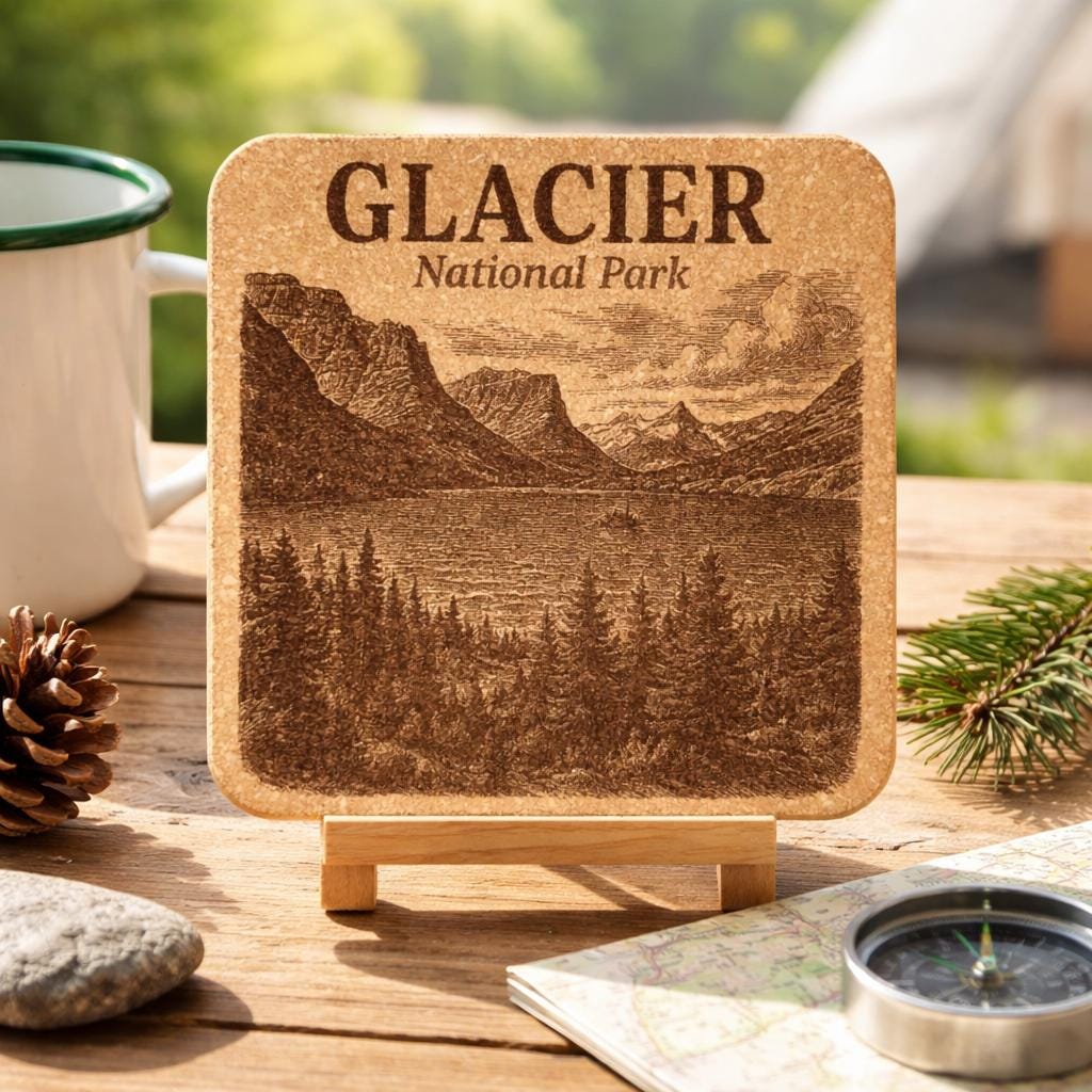Glacier National Park Cork Coaster – Montana Mountain Lake