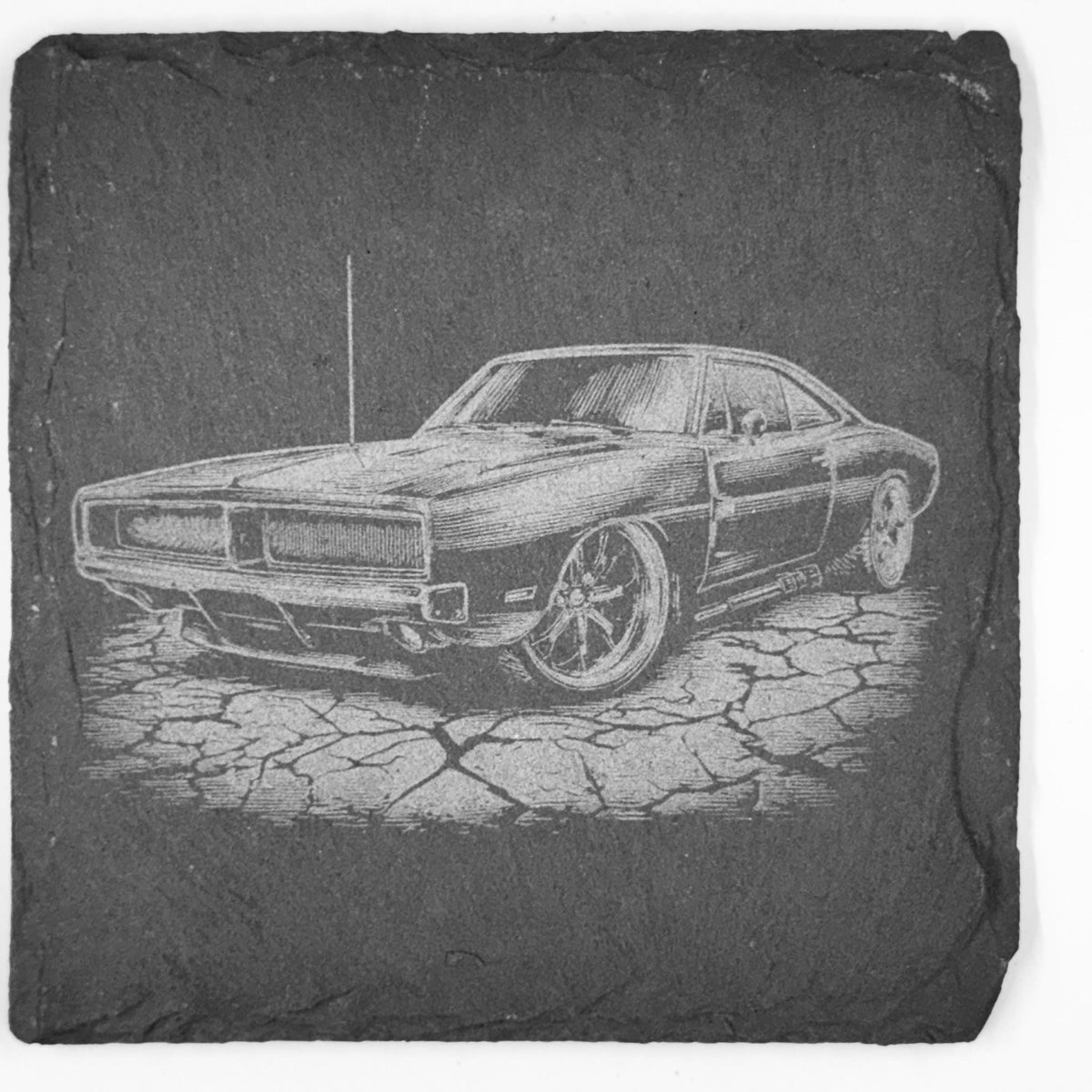 Street-Born Classic Car Attitude Laser Engraved Slate Coaster