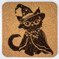 Wizard Cat Halloween – Engraved Cork Coaster