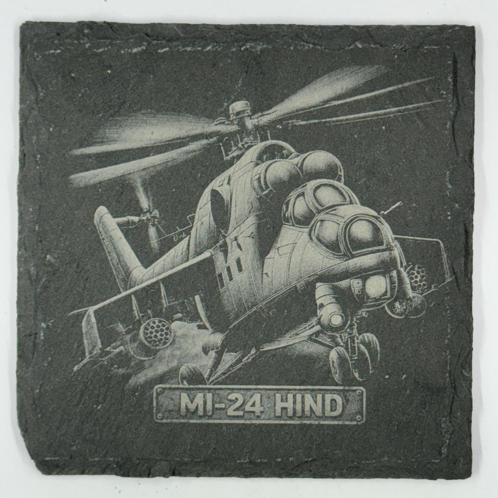 Mi-24 Hind Gunship Helicopter Slate Coaster Armored Assault Aircraft