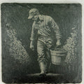 Grape Harvest Worker Slate Coaster – Vineyard Life Scene