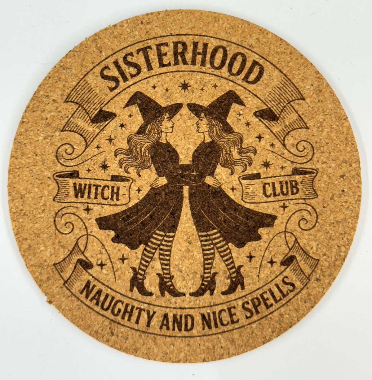 Sisterhood Witch Club Cork Coaster Halloween Decor