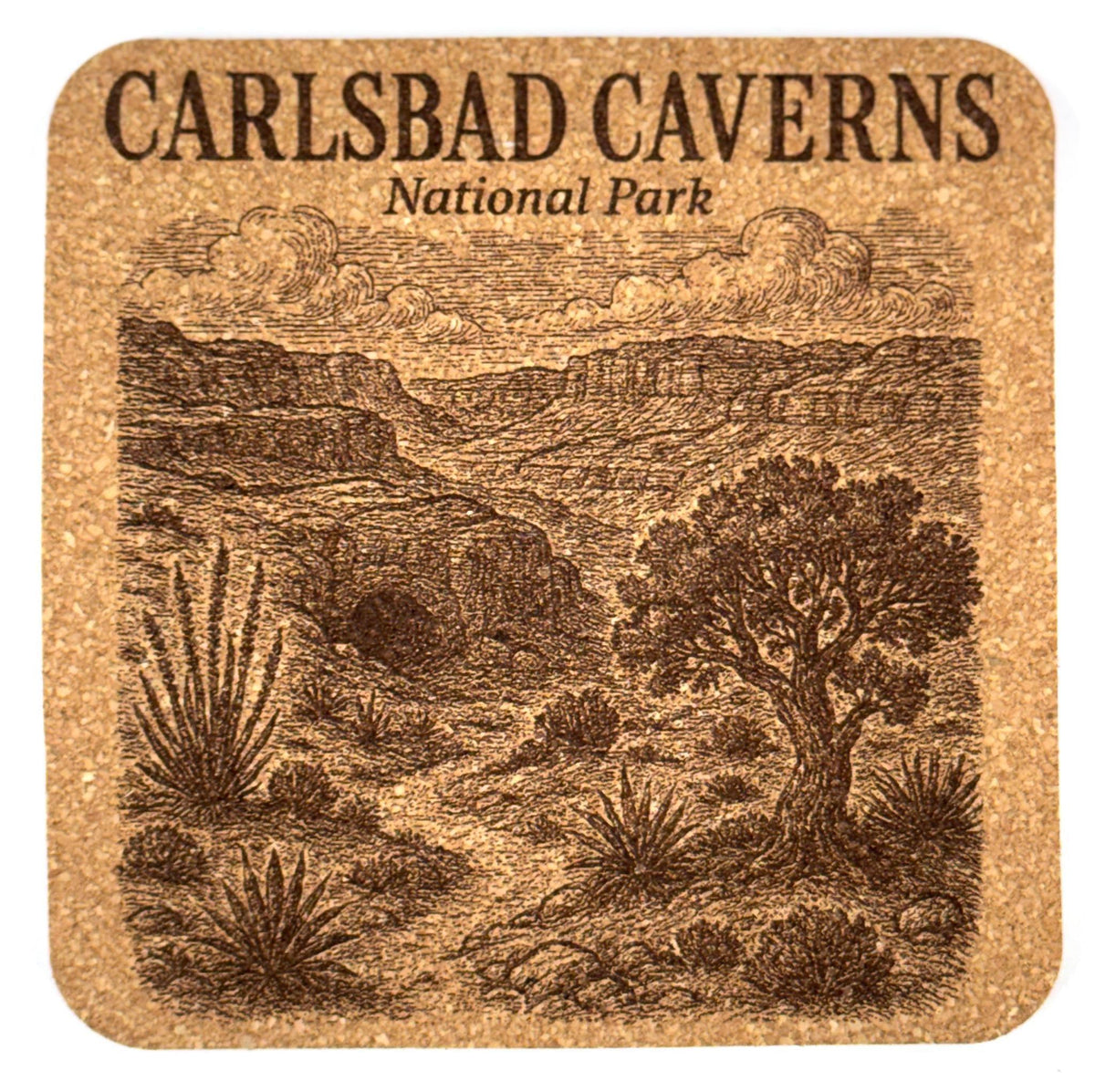 Carlsbad Caverns National Park Cork Coaster – New Mexico Cave Landscape Art
