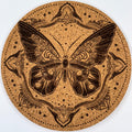 Decorative Butterfly Mandala – Elegant Line Art Cork Coaster