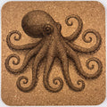 Curious Octopus Cork Coaster – Playful Ocean Engraved Cork