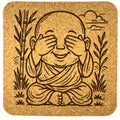 See No Evil Baby Buddha Cork Coaster – Zen Inspired Design