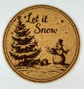 Let It Snow Cork Coaster – Playful Snowman Christmas Decor